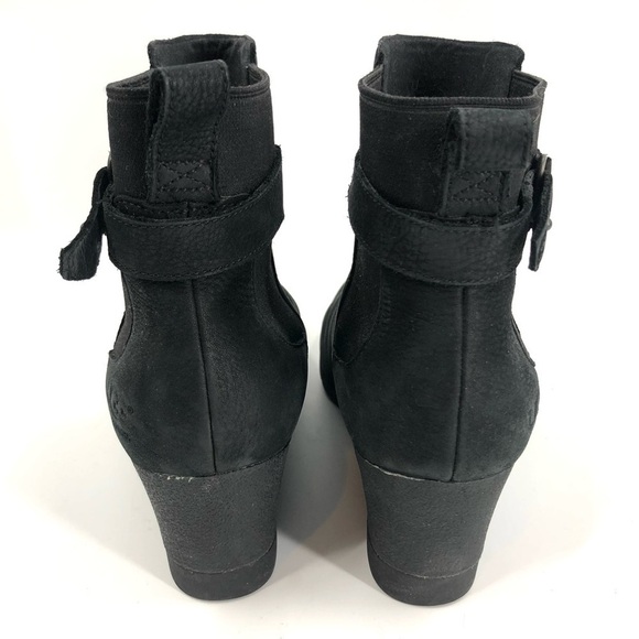 UGG Indra Waterproof Wedge Booties Black Suede Leather Ankle Boots Size 10 - Picture 6 of 10